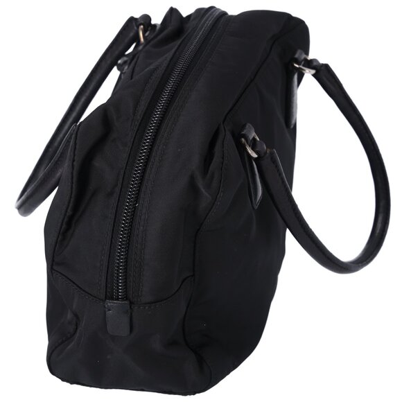 PRADA Triangle Logo Handbag Black Nylon Leather Bear Beaded - Picture 3 of 7